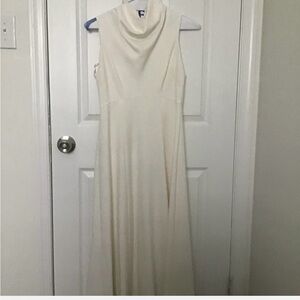 Donna Karan Cream Sleeveless Cowl Neck Maxi Gown